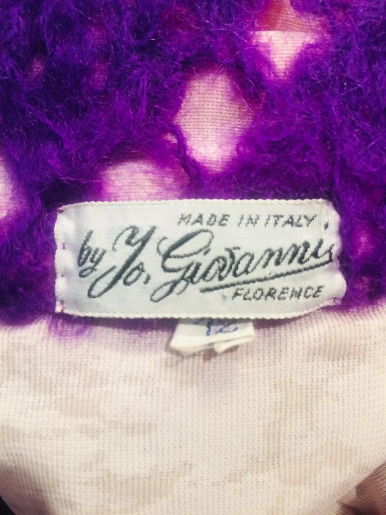 1960s Jo Giovanni Italian Boutique Purple Knit Dress