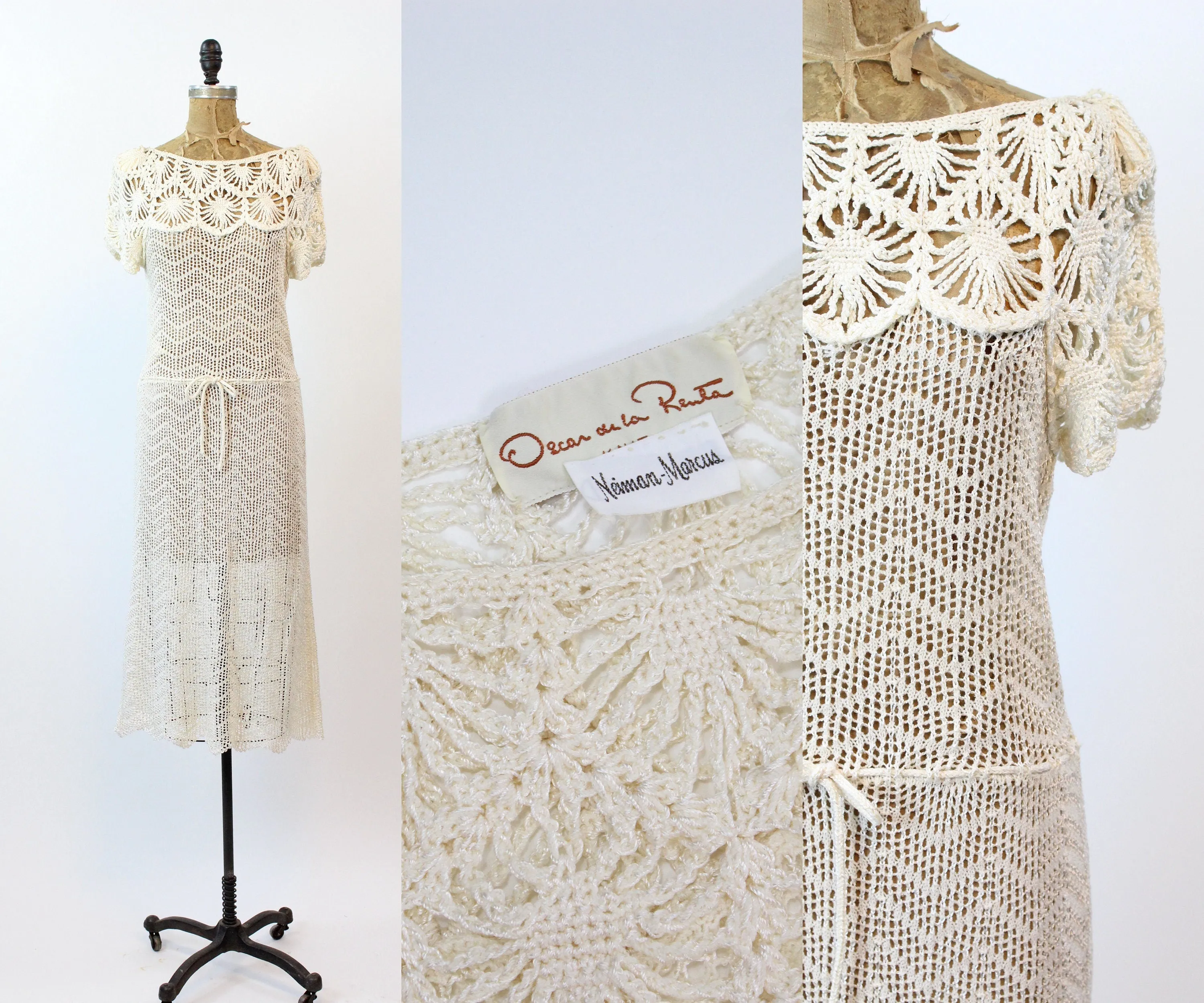 1970s OSCAR de la RENTA knit crochet dress small medium | new spring summer