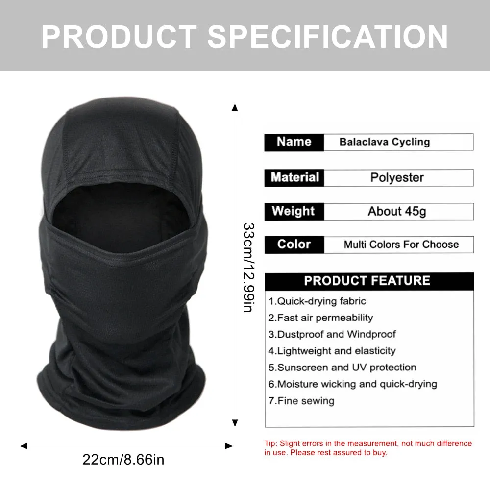 20 Color Tactical Balaclava Skiing Bandana Full Face Neck Scarf Head Outdoor Hunting Hiking Army Military Bike Cycling Scarf