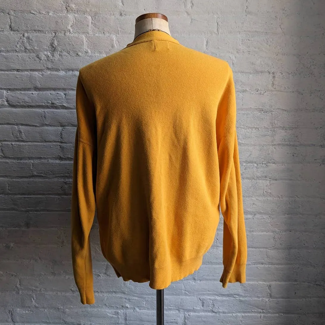 90s Vintage Mustard Sunshine Knit Cardigan Minimal Preppy Granny Chic Sweater