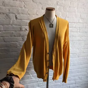 90s Vintage Mustard Sunshine Knit Cardigan Minimal Preppy Granny Chic Sweater