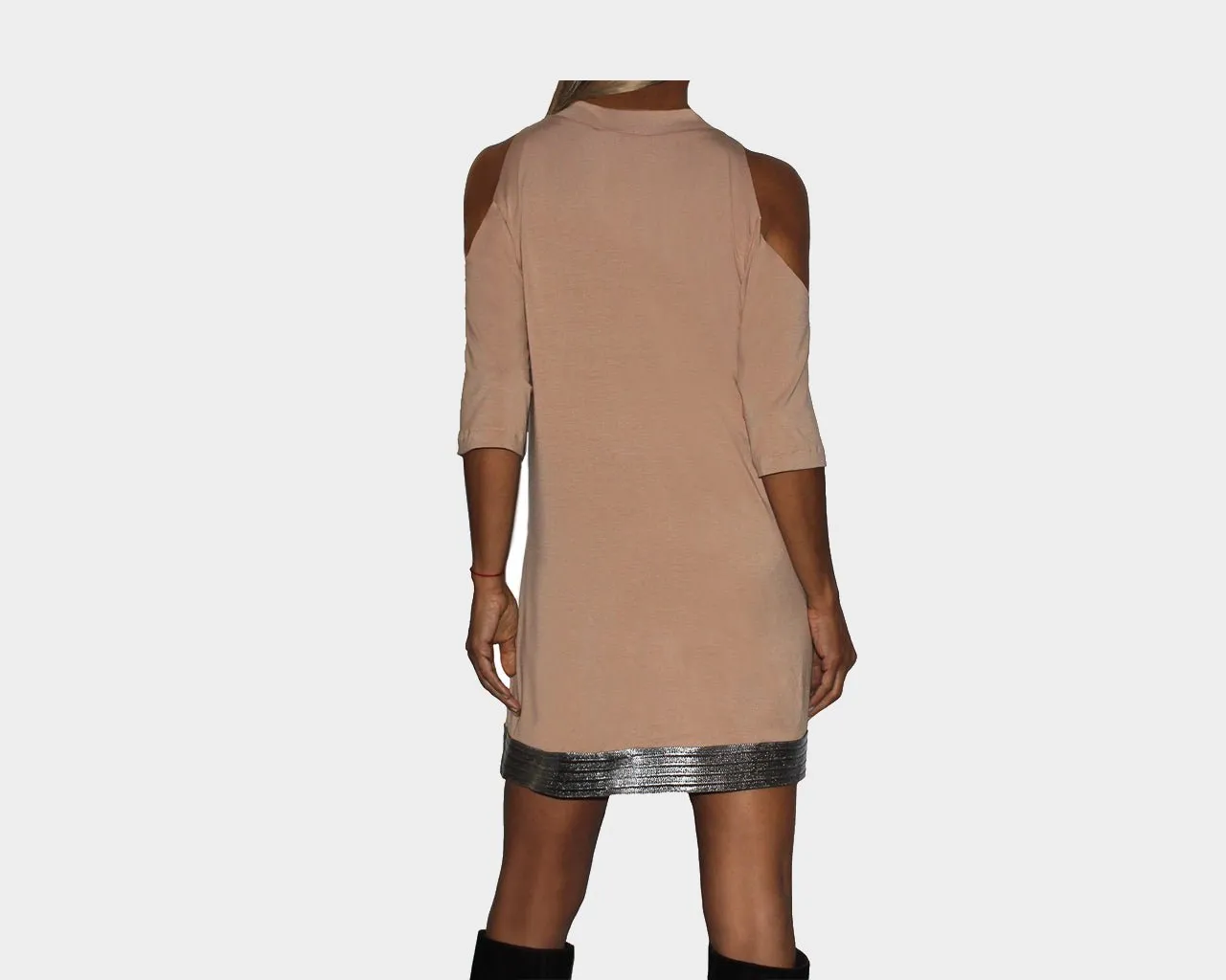 9.2 Taupe Cold Shoulder Short Dress - The St. Barth