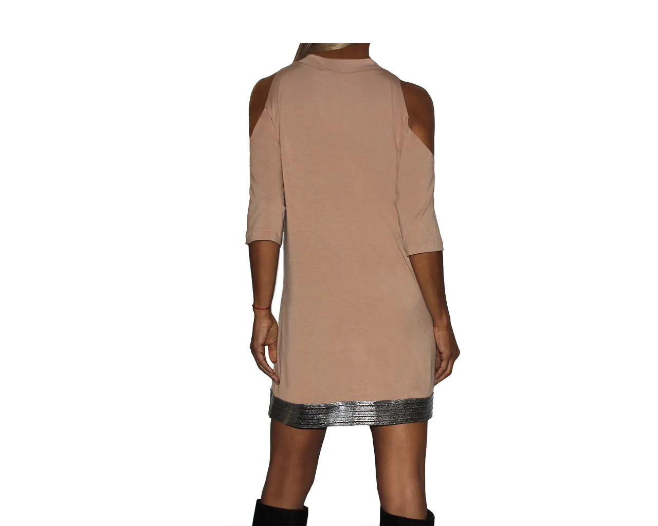 9.2 Taupe Cold Shoulder Short Dress - The St. Barth