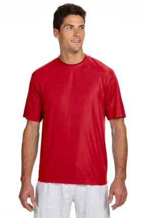 A4 Mens Performance Moisture Wicking Short Sleeve Crewneck T-Shirt - Scarlet Red