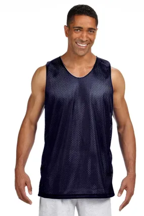 A4 Mens Reversible Mesh Moisture Wicking Tank Top - Navy Blue