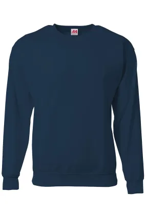 A4 Mens Sprint Tech Fleece Crewneck Sweatshirt - Navy Blue