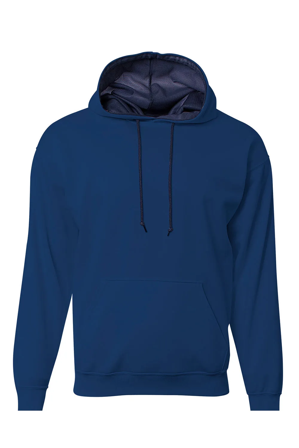 A4 Mens Sprint Tech Fleece Hooded Sweatshirt w/ Pouch Pocket - Navy Blue