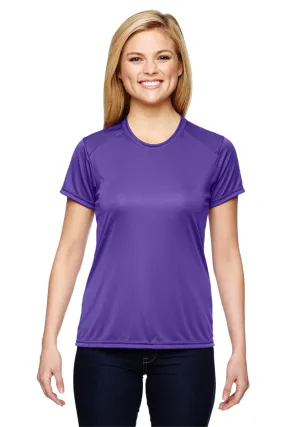 A4 Womens Performance Moisture Wicking Short Sleeve Crewneck T-Shirt - Purple