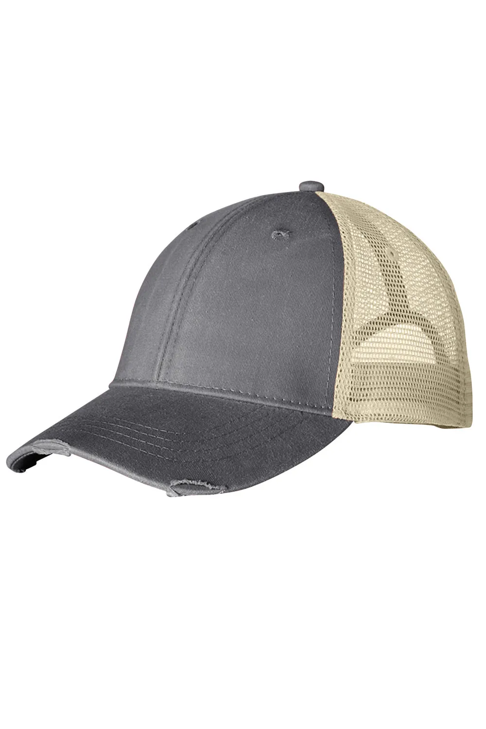 Adams Mens Distressed Ollie Adjustable Trucker Hat - Charcoal Grey/Tan