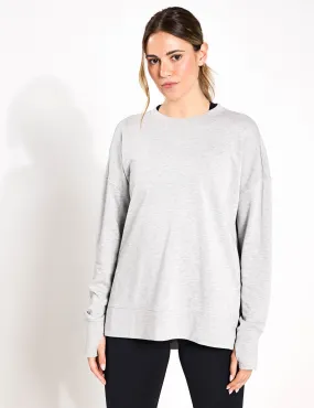 After Class Longline Sweatshirt - Light Grey Marl