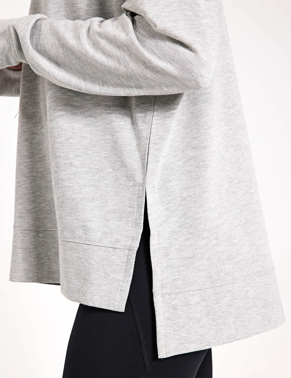 After Class Longline Sweatshirt - Light Grey Marl