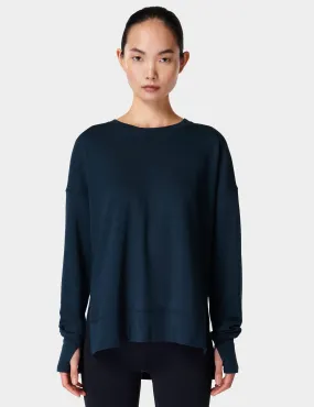 After Class Longline Sweatshirt - Navy Blue