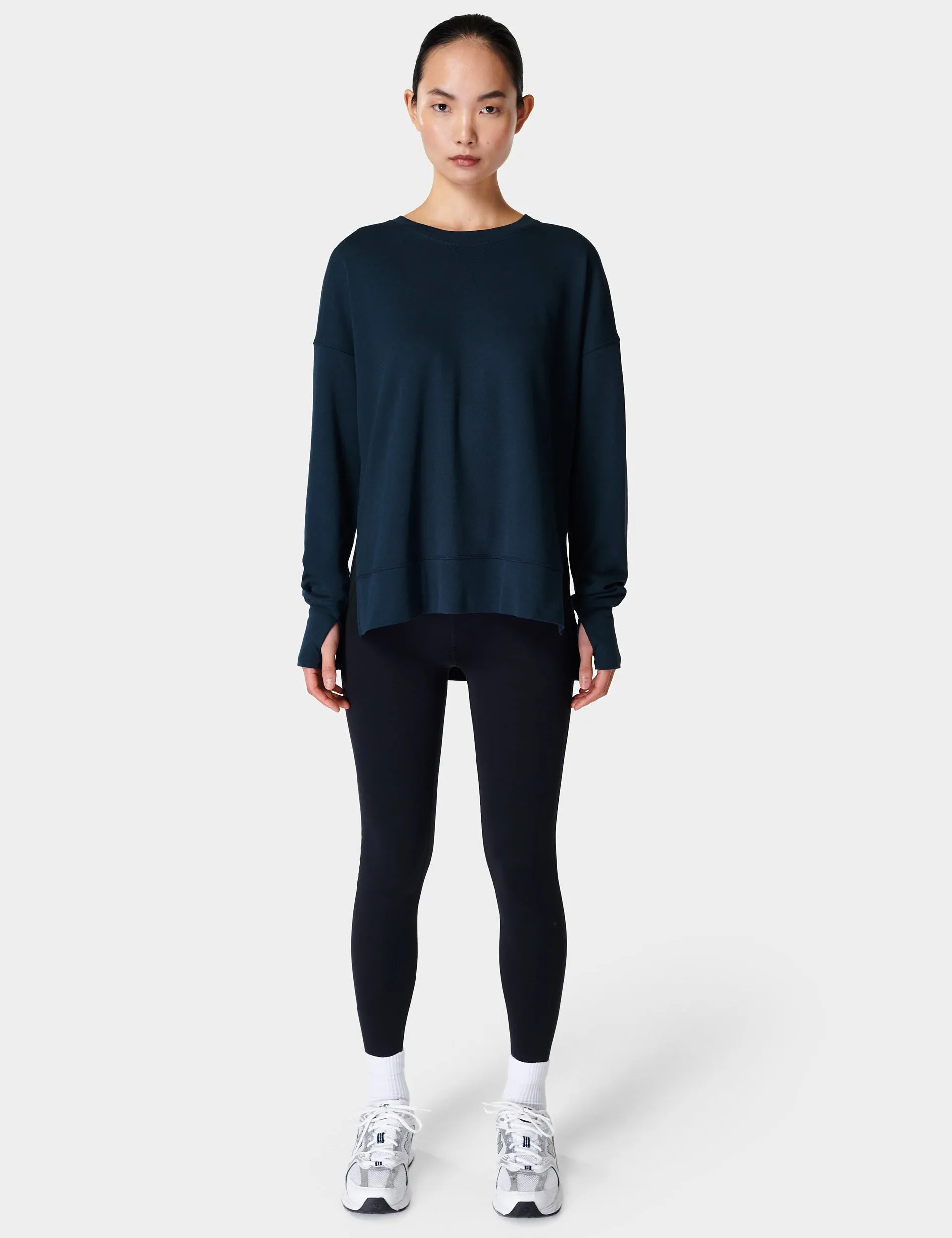 After Class Longline Sweatshirt - Navy Blue