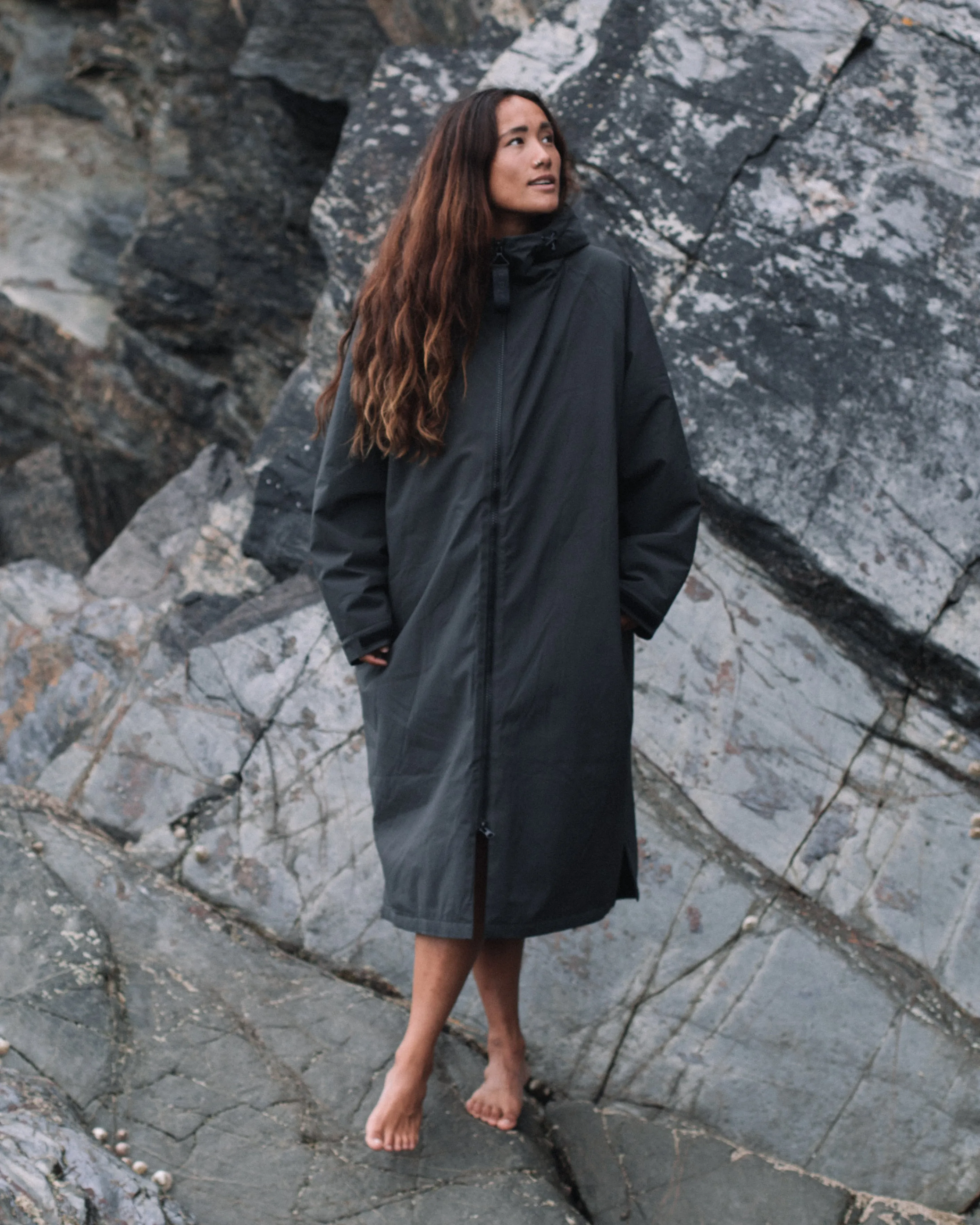 All Weather Sherpa Changing Robe - Fossil Black