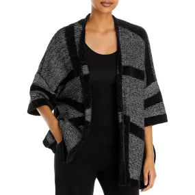 &BASICS Womens Jacquard Side Slits Poncho Sweater