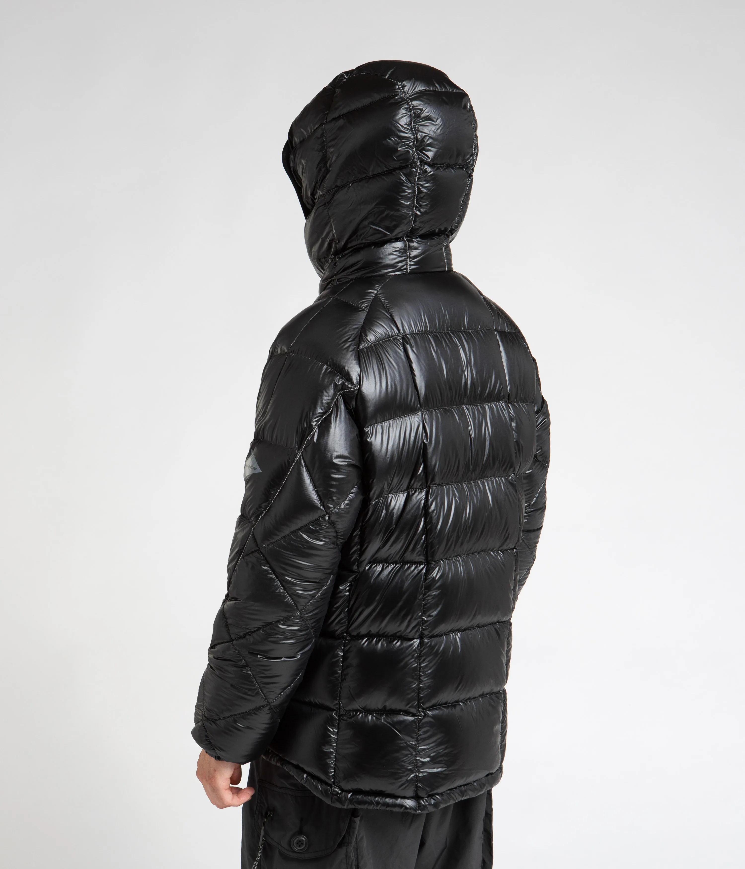 and wander Diamond Stitch Down Hooded Jacket - Black