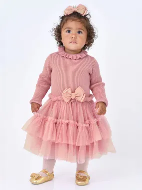 Angels Face Baby Girls Elin Knit and Tulle Dress in Pink