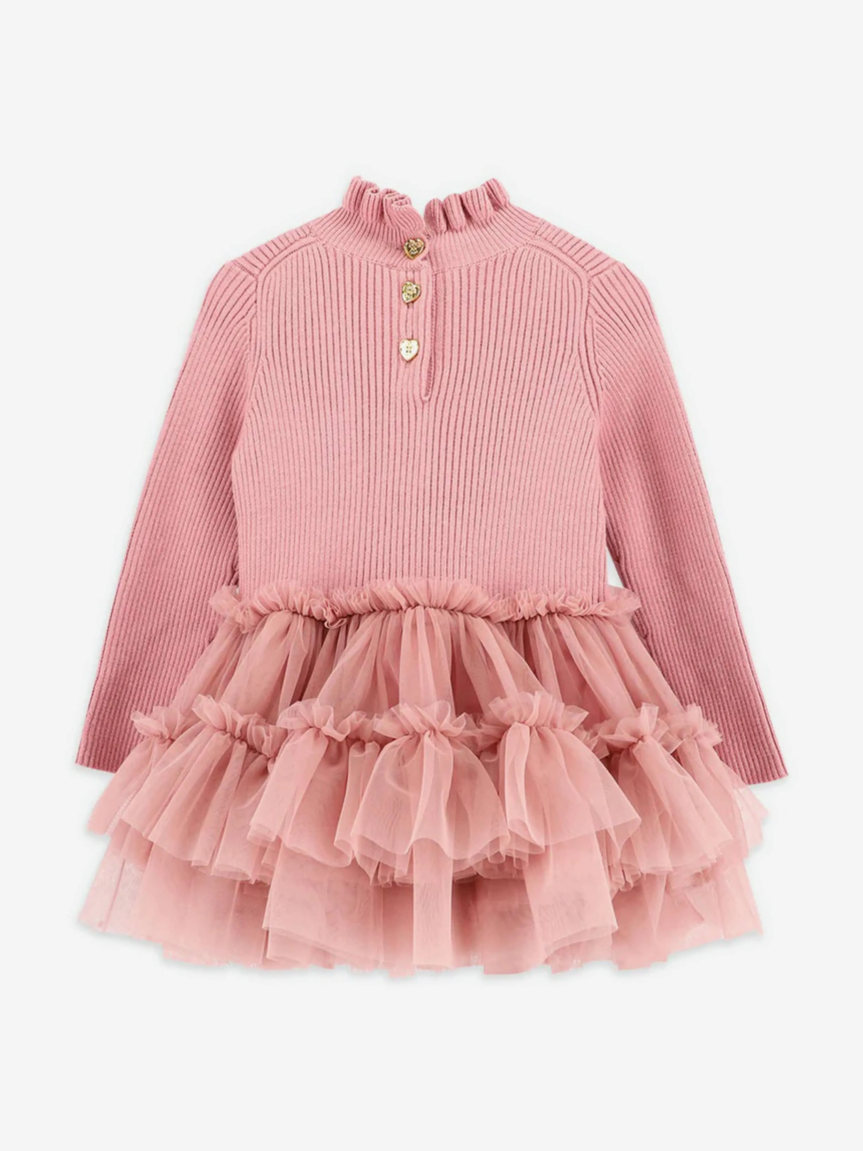 Angels Face Baby Girls Elin Knit and Tulle Dress in Pink