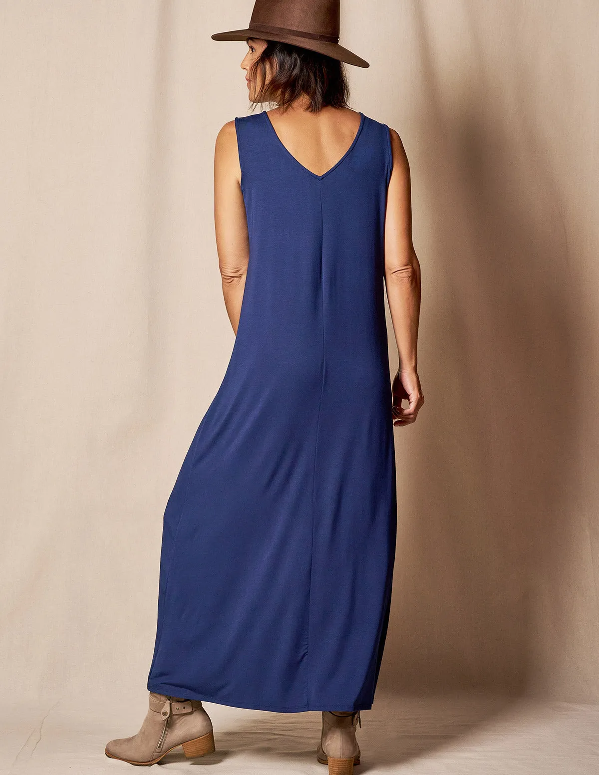 Bamboo A-Line Tank Dress - Navy