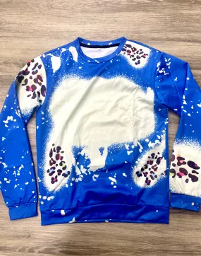 Blue Leopard Faux Bleached Crewneck