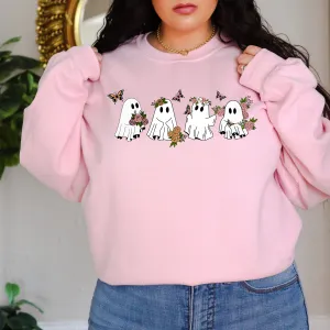 Boho Ghost Halloween Crewneck Sweatshirt