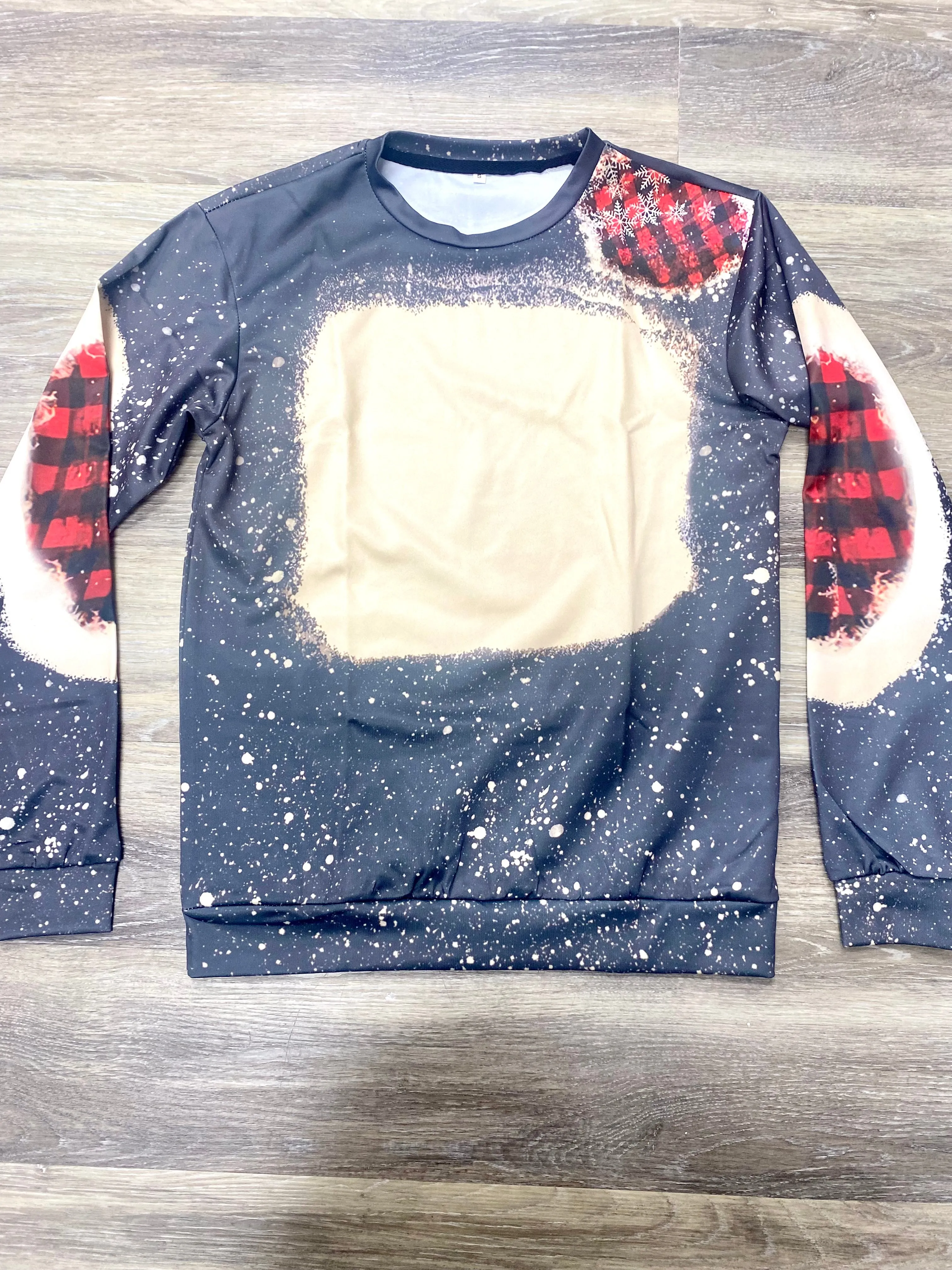 Buffalo Plaid Faux Bleached Crewneck