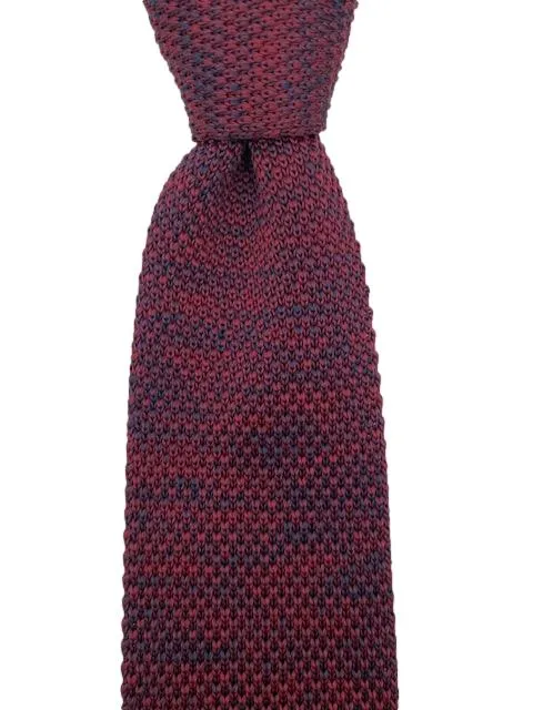 Burgundy and Smudged Navy Blue Skinny Knitted Necktie