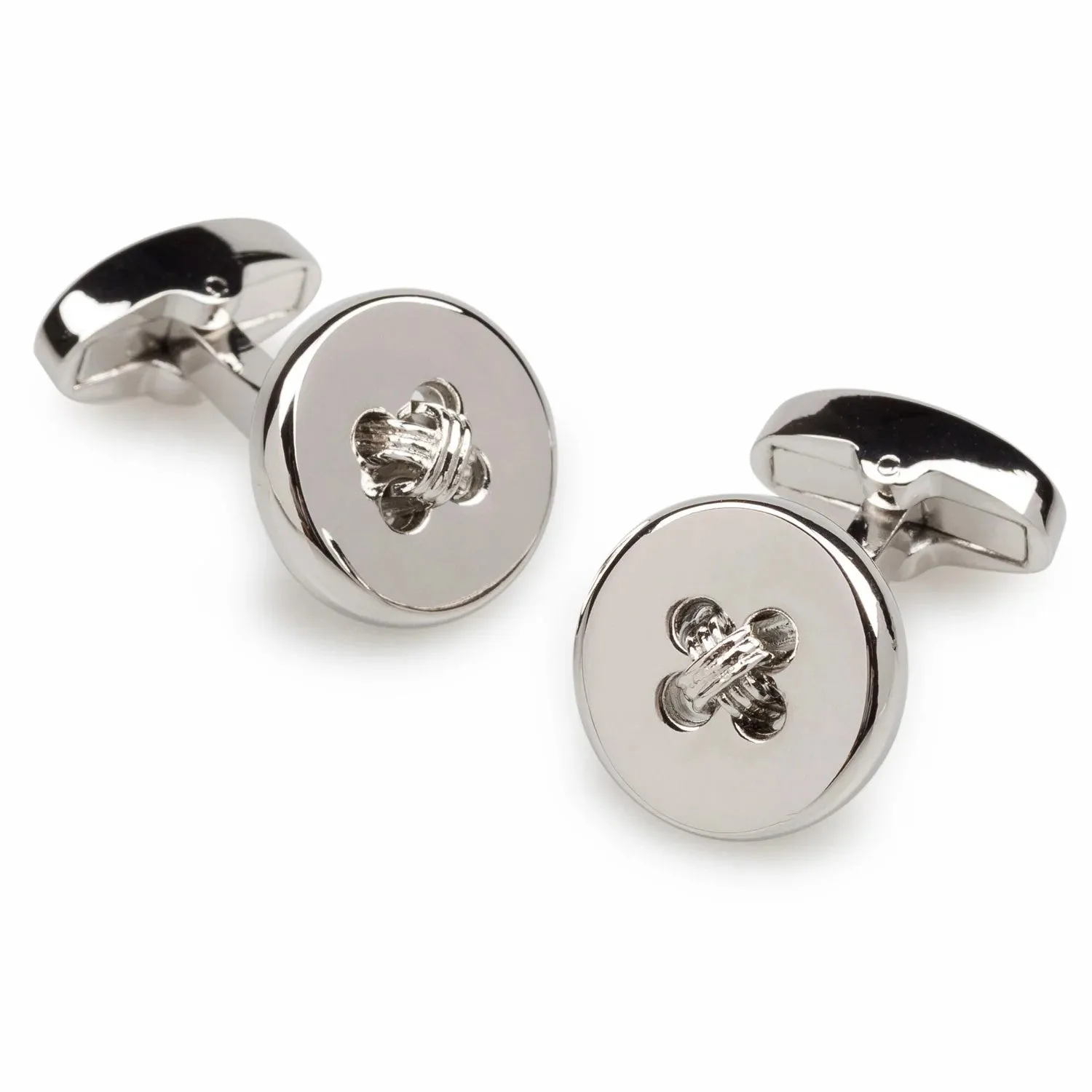 Button Cufflinks - Silver