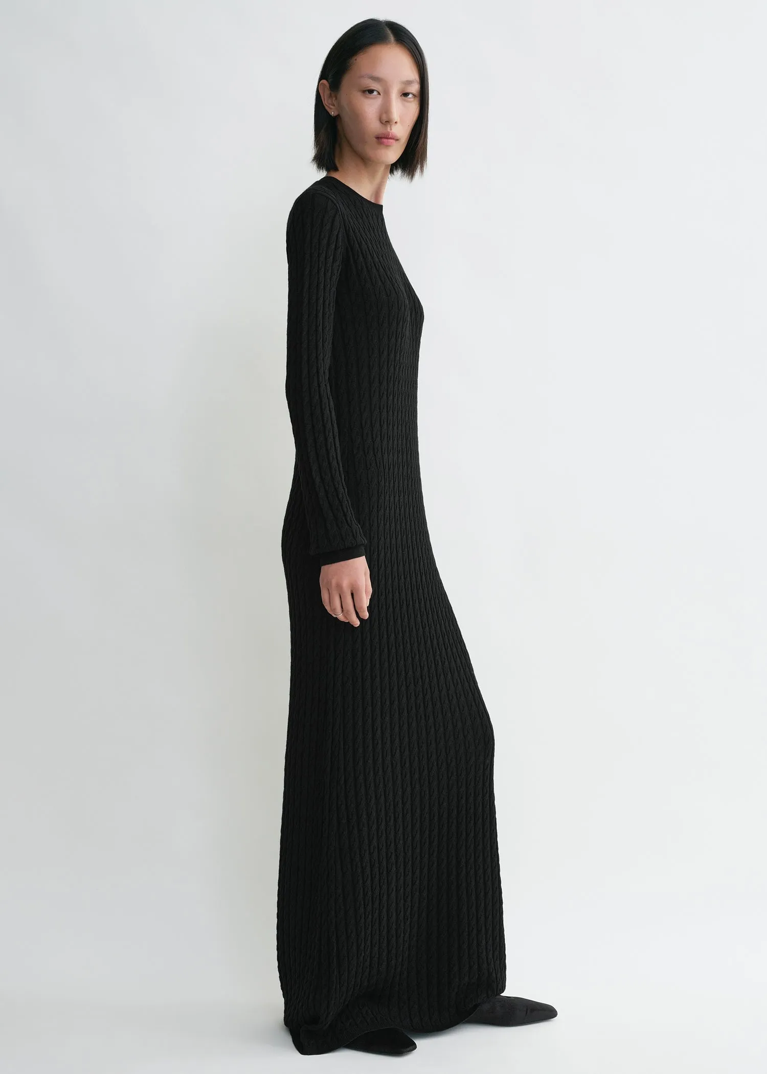 Cable knit dress black