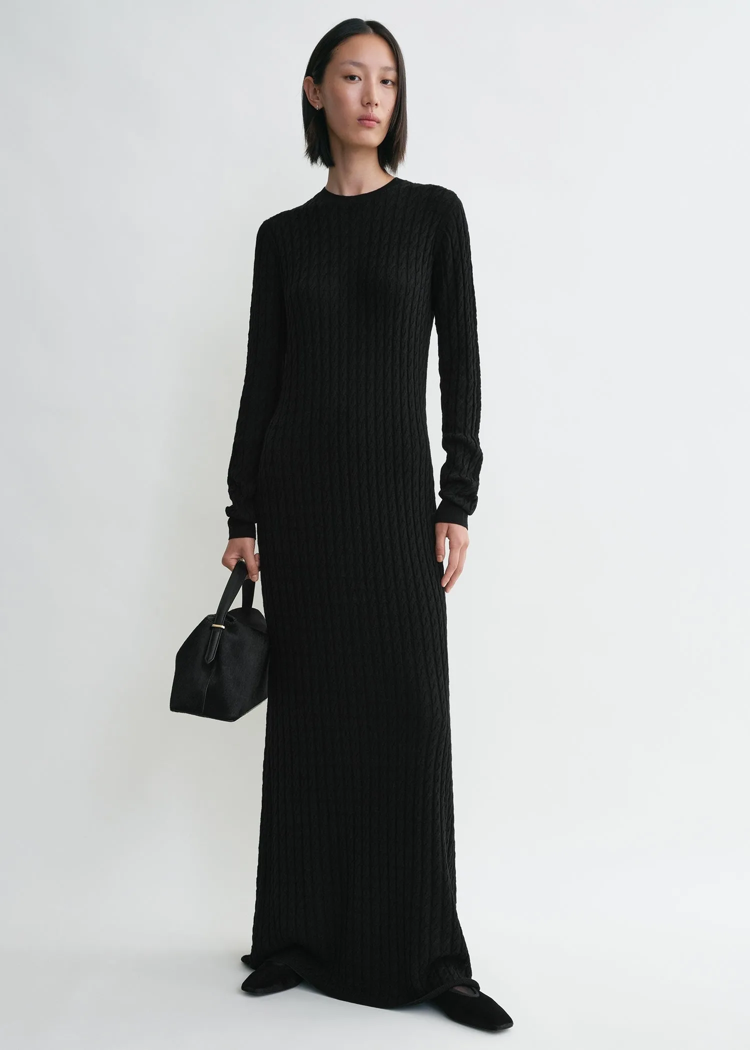 Cable knit dress black