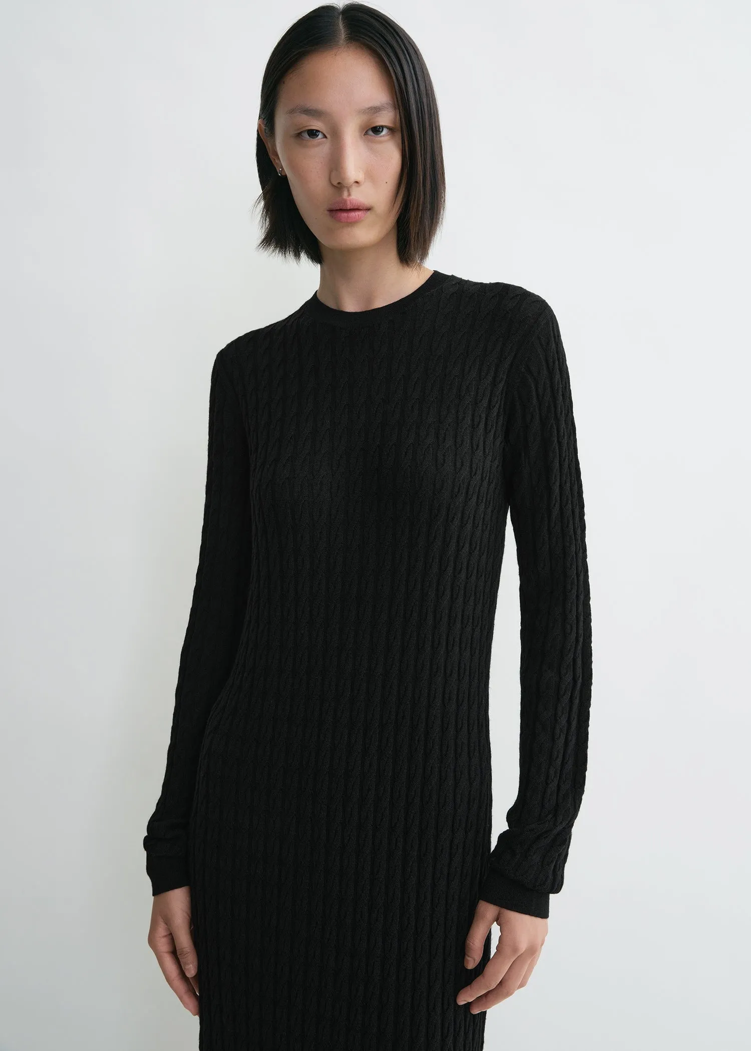 Cable knit dress black