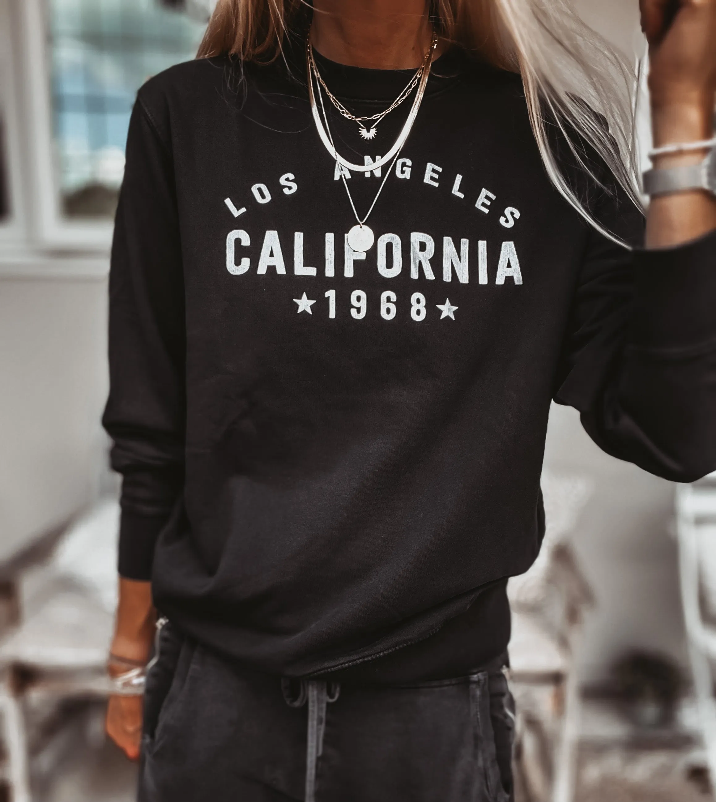 California Los Angeles Vintage BLACK/SILVER sweatshirt *NEW*