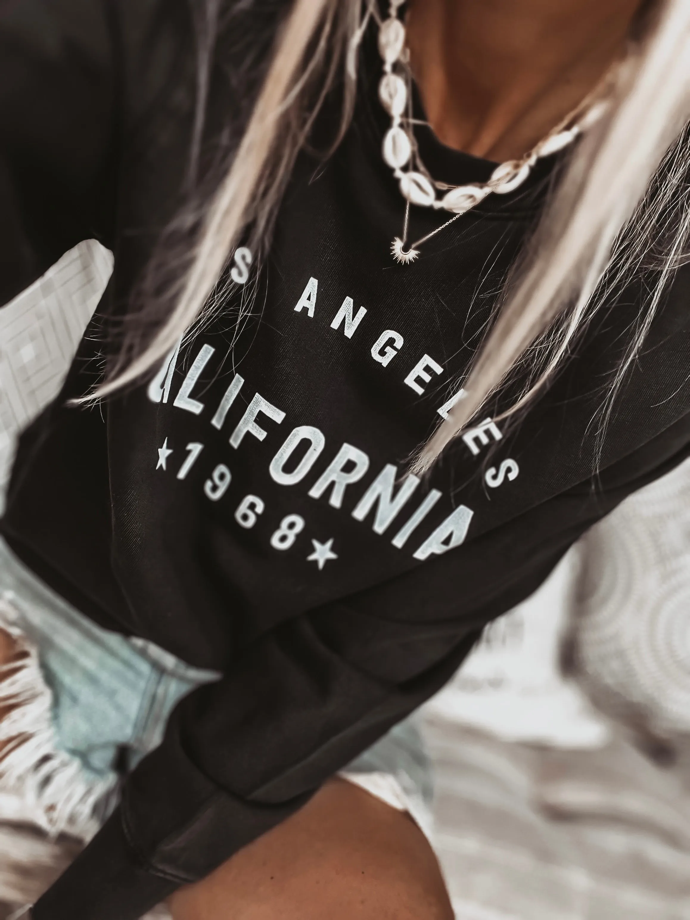 California Los Angeles Vintage BLACK/SILVER sweatshirt *NEW*