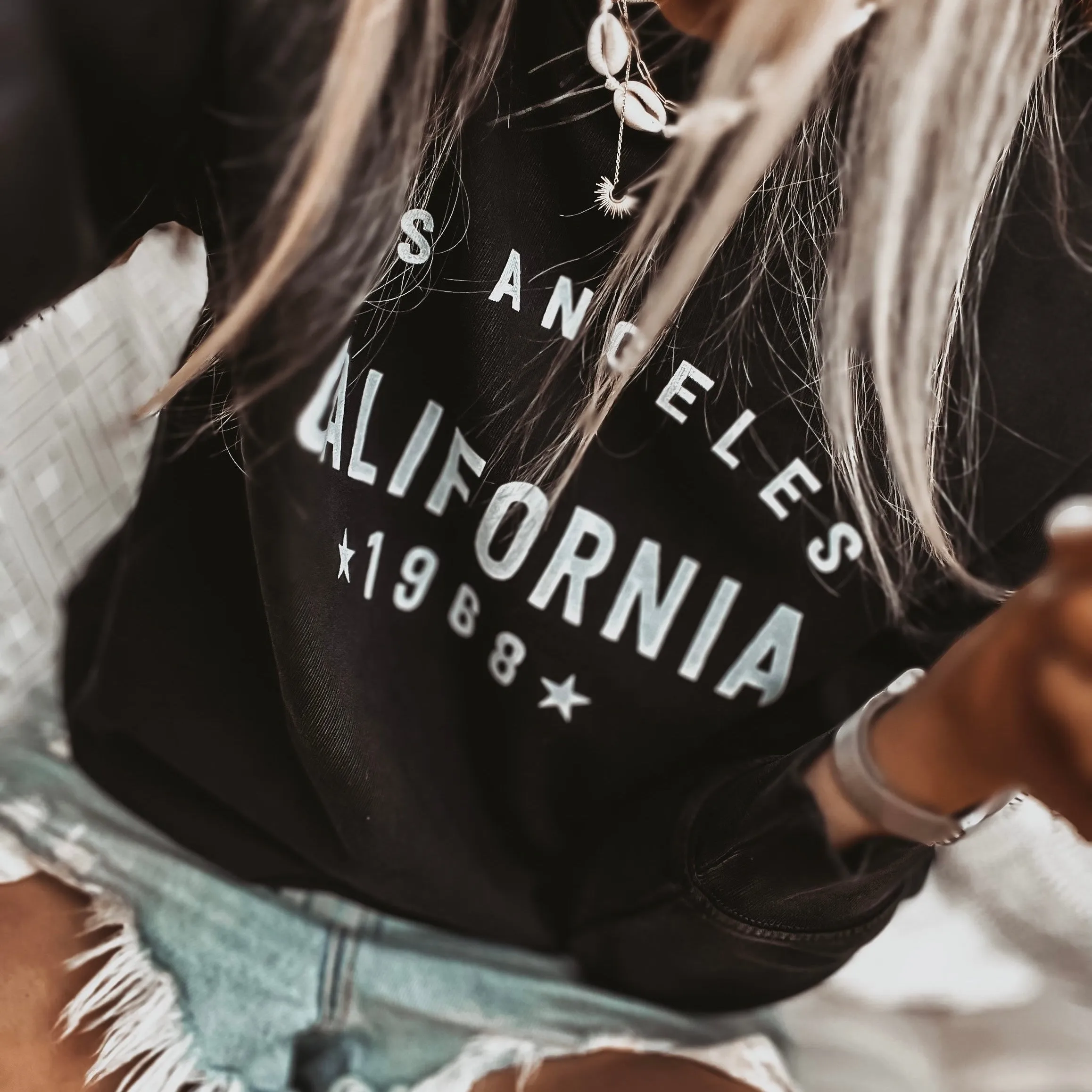 California Los Angeles Vintage BLACK/SILVER sweatshirt *NEW*