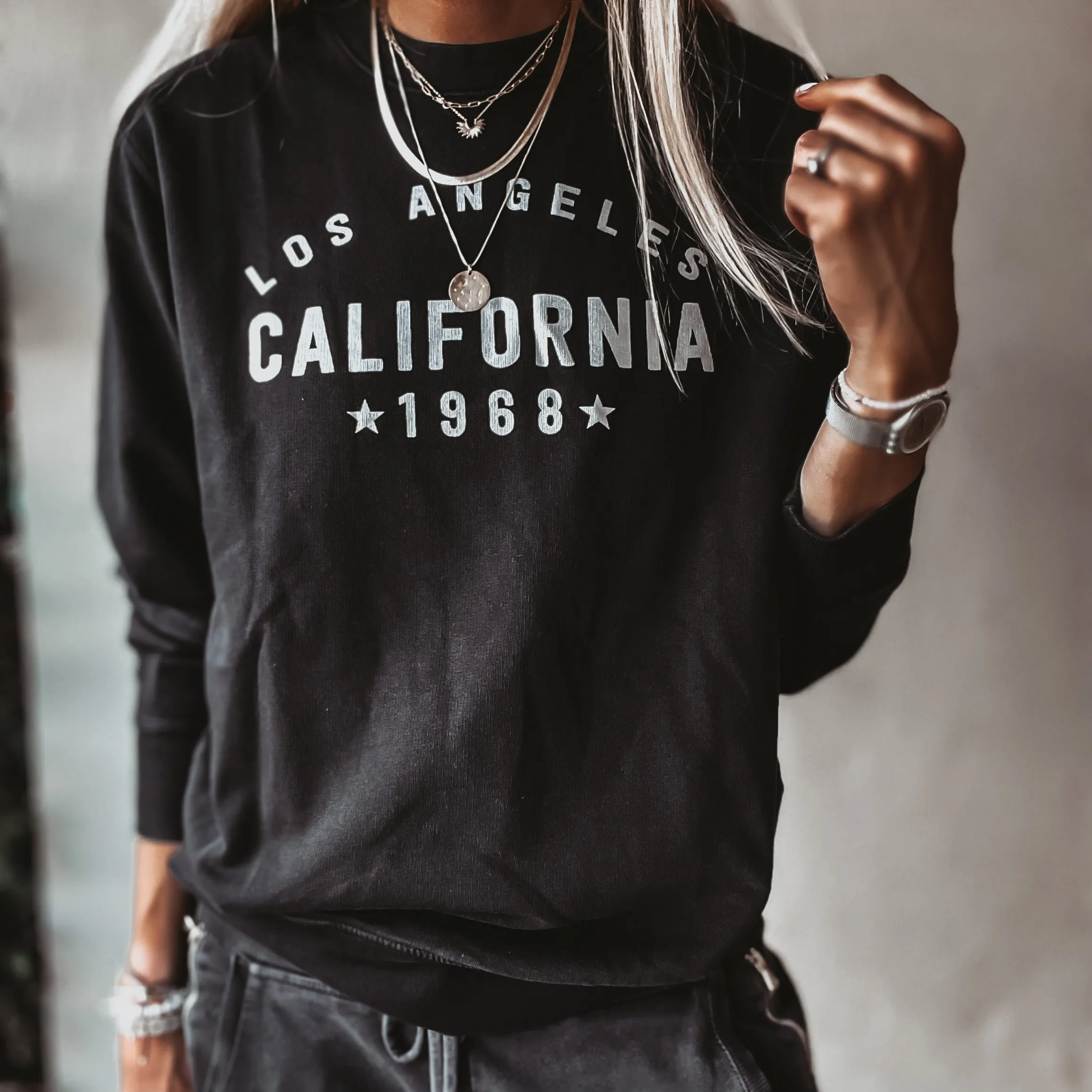 California Los Angeles Vintage BLACK/SILVER sweatshirt *NEW*