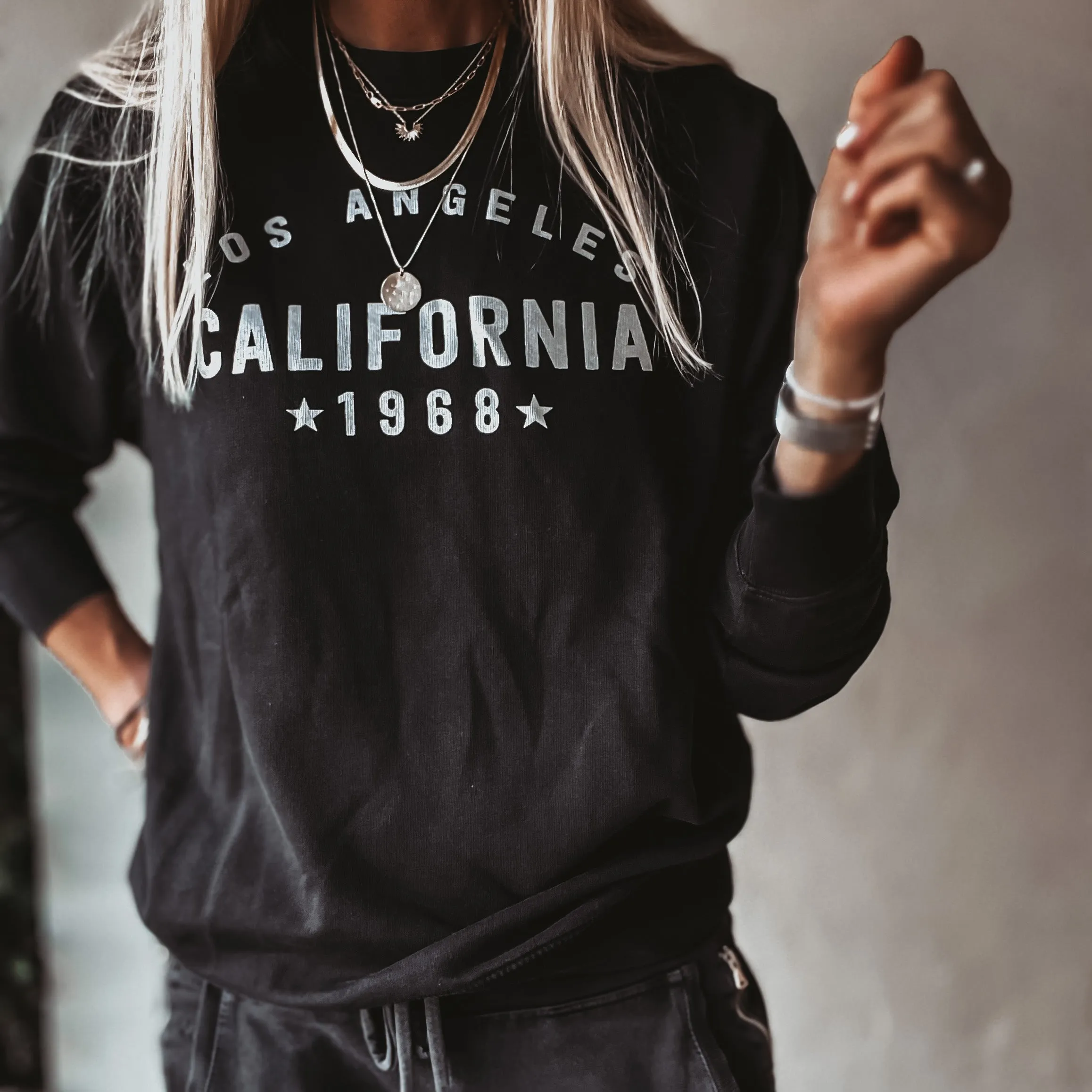 California Los Angeles Vintage BLACK/SILVER sweatshirt *NEW*