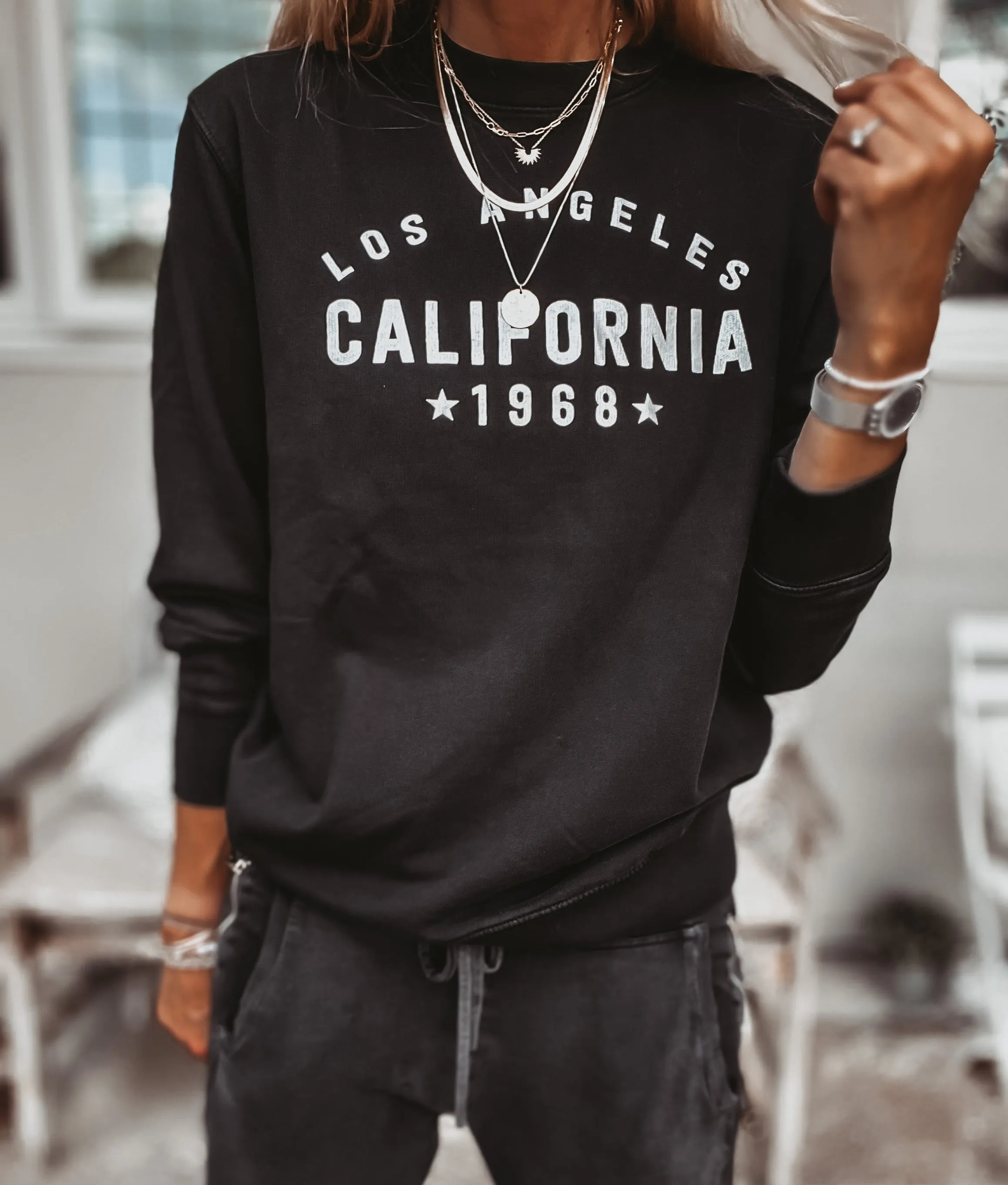 California Los Angeles Vintage BLACK/SILVER sweatshirt *NEW*