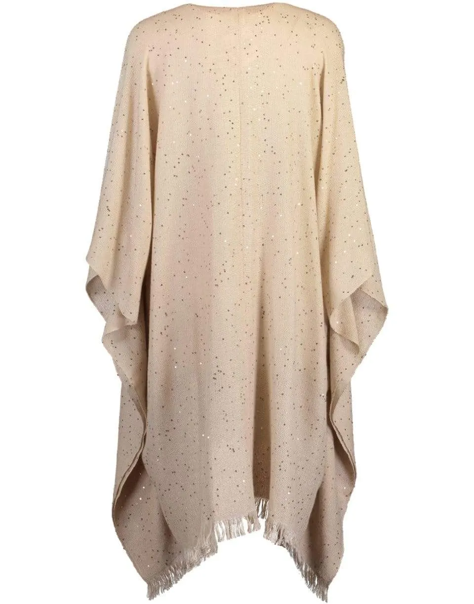 Cashmere and Silk Poncho - Almond