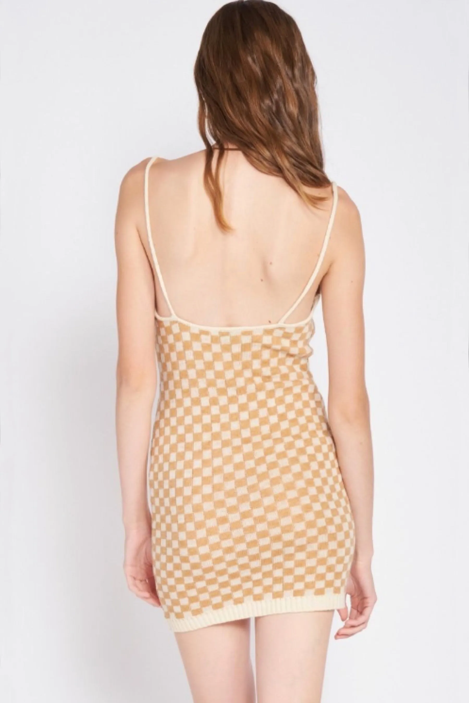 Chess Check Dress - Beige