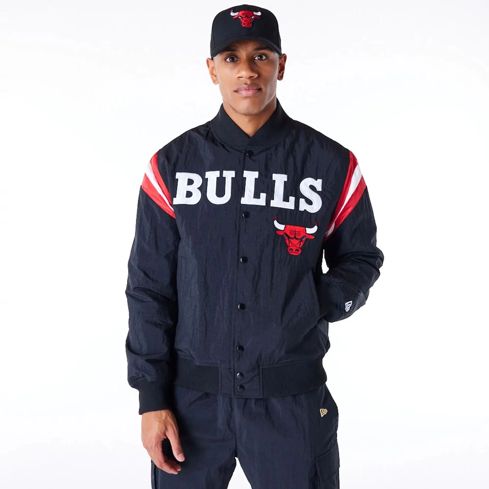 Chicago Bulls NBA Panel Black Bomber Jacket