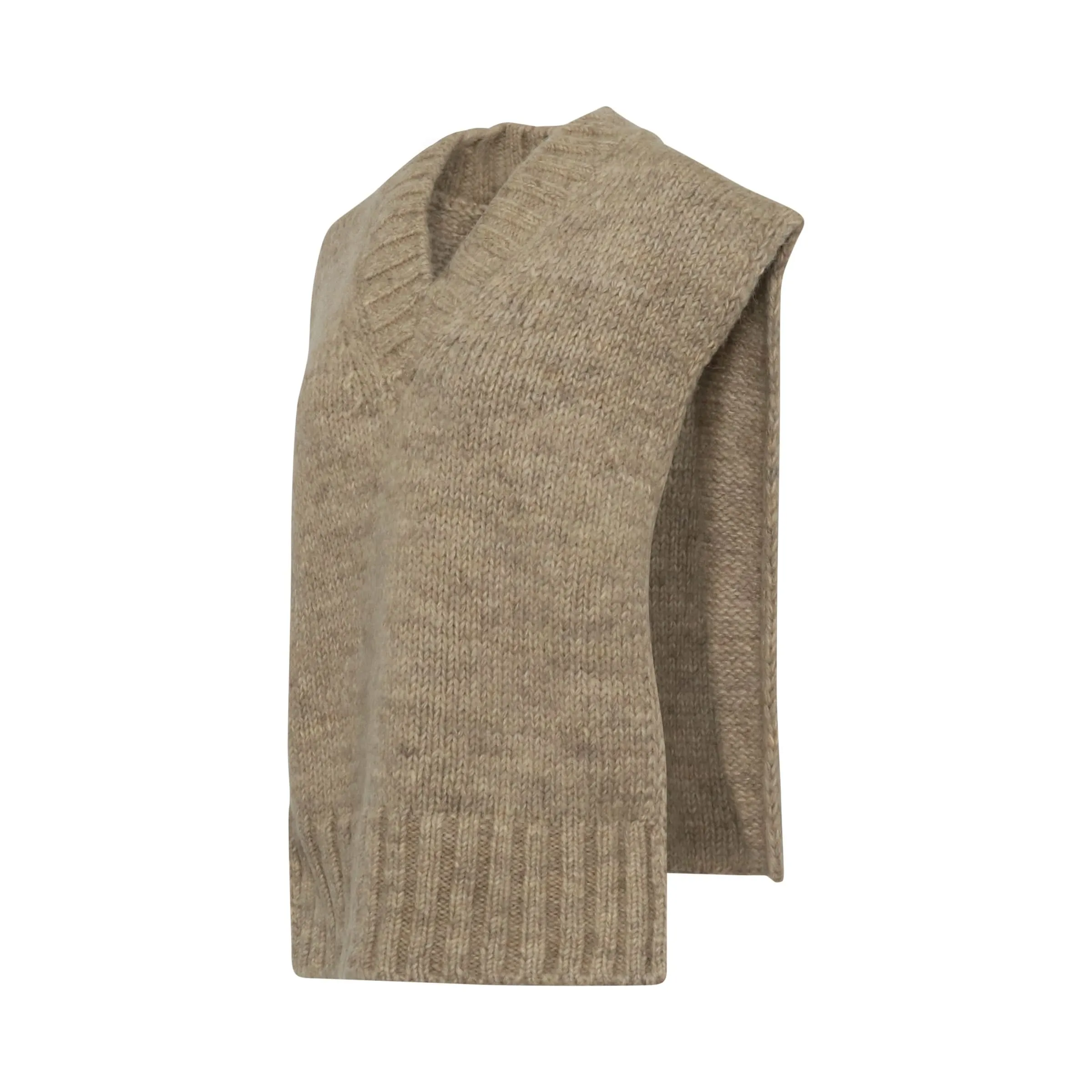 Chunky Knit Poncho Sweater in Corteccia