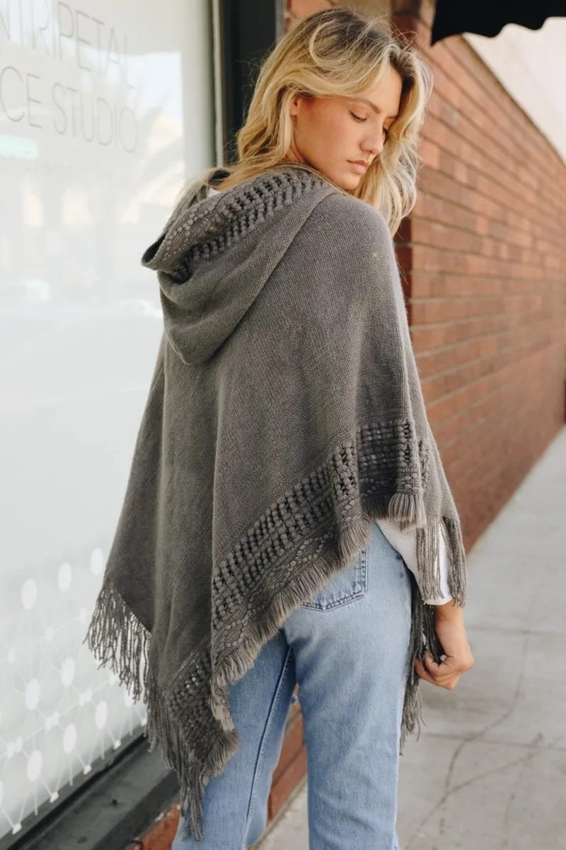 Classic Knit Hooded Poncho