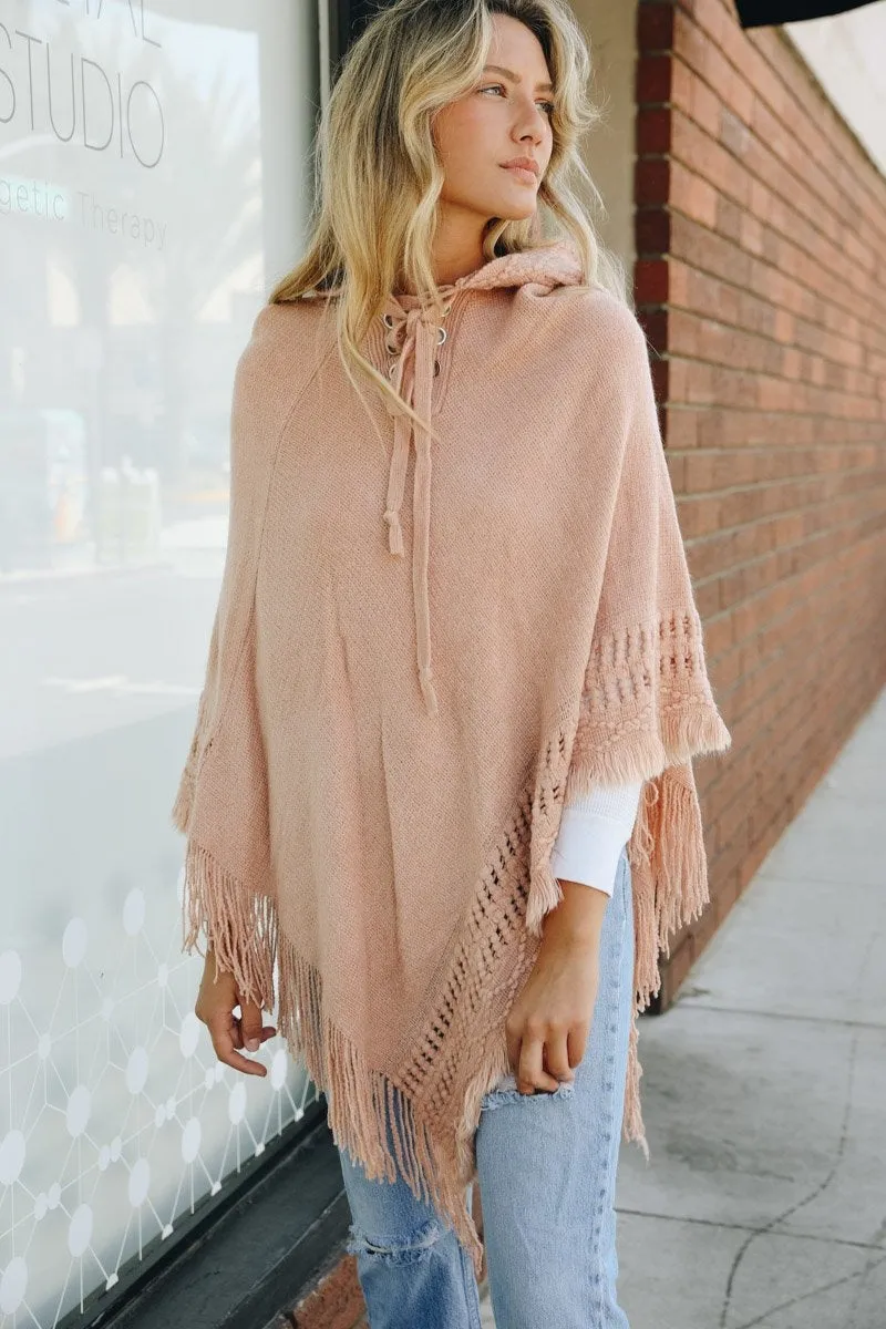 Classic Knit Hooded Poncho