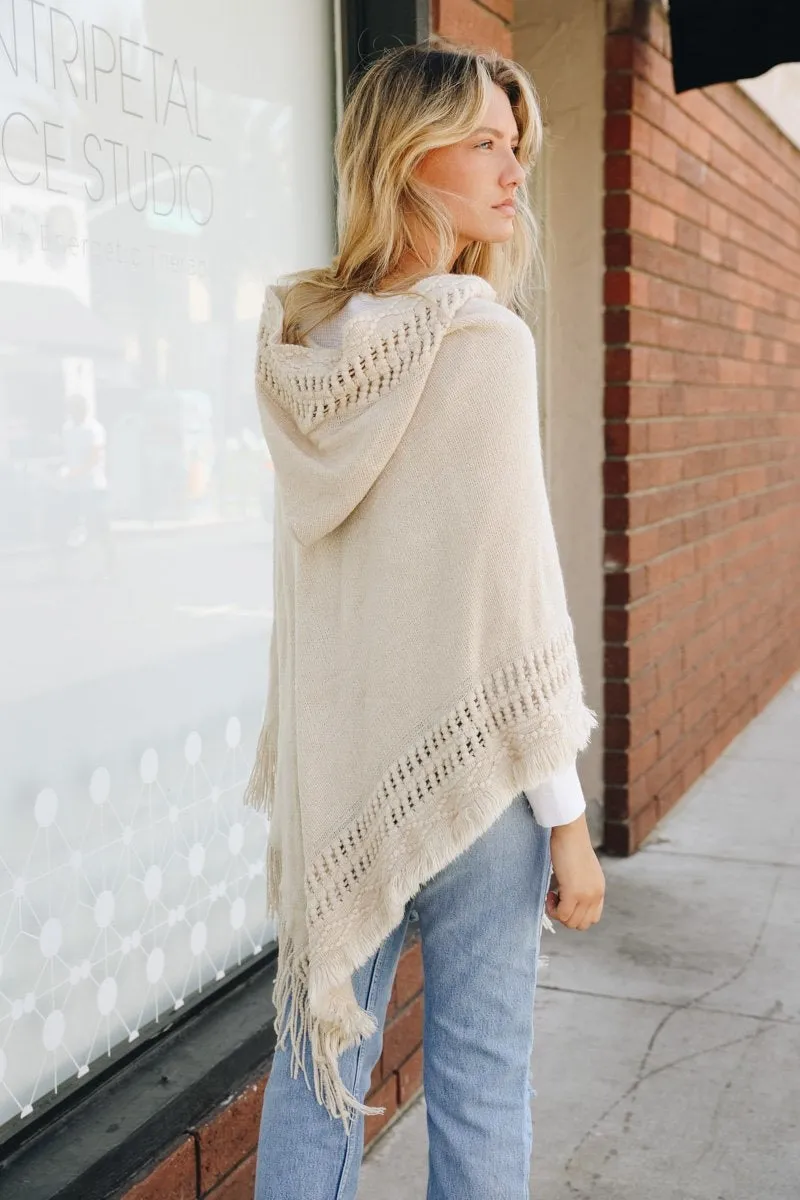 Classic Knit Hooded Poncho