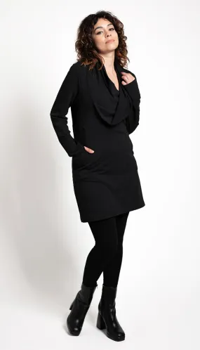 Cowl neck tunic dress/ Black