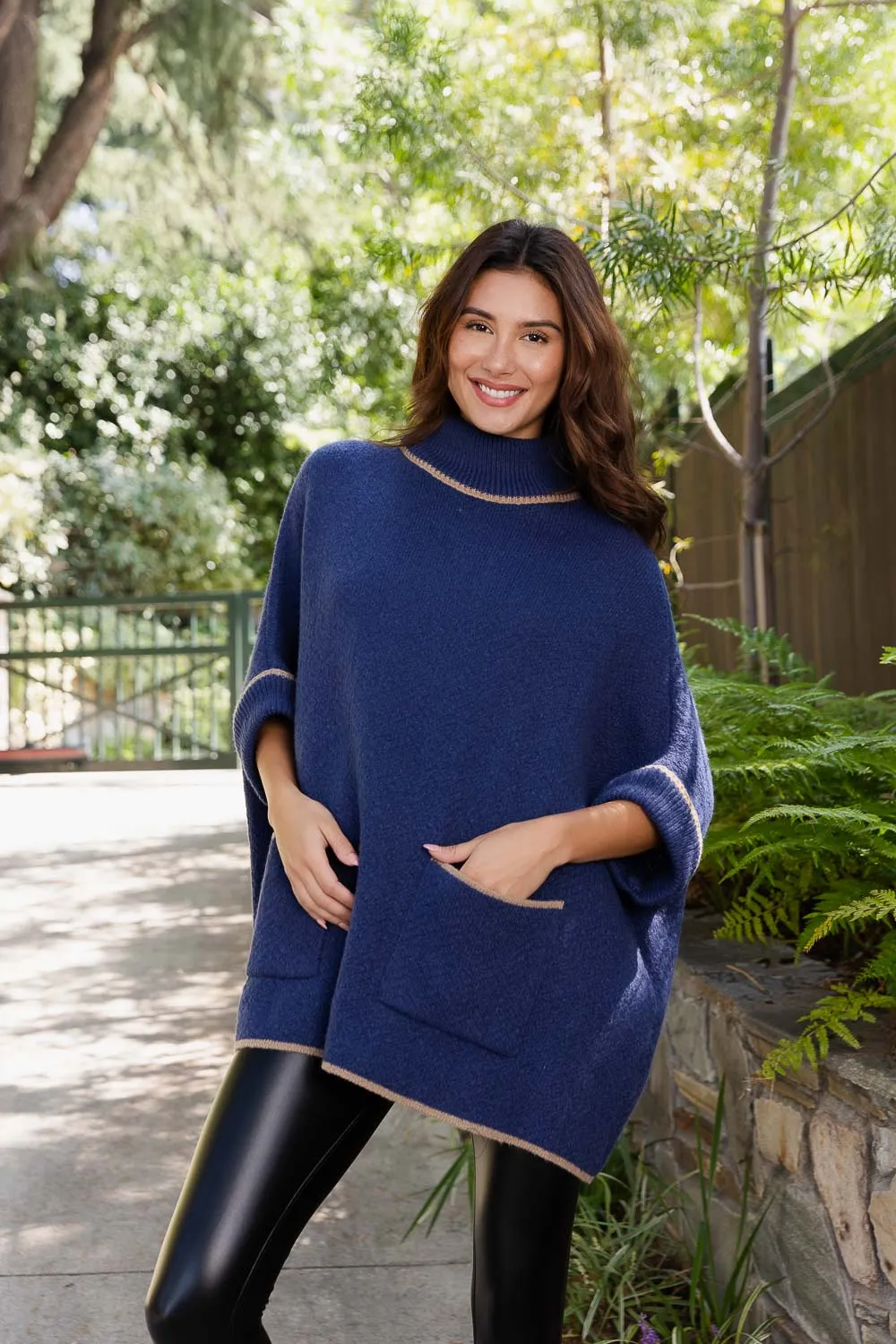 CozyCove Turtle Neck Poncho with Easy Sleeves