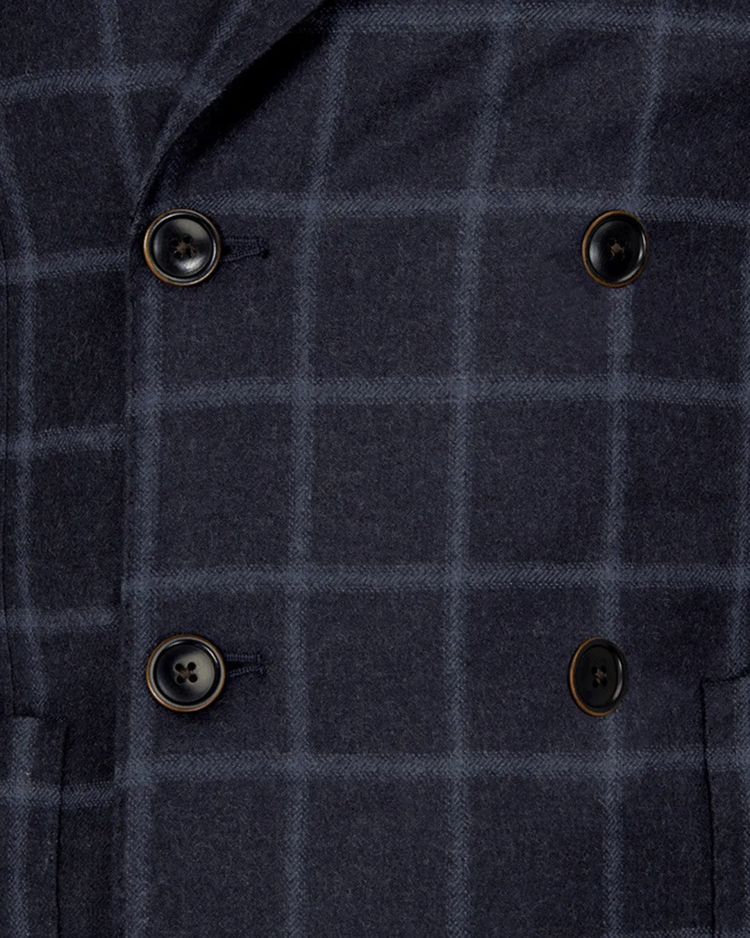 Dark Navy Windowpane Checked Double Breasted Jacket