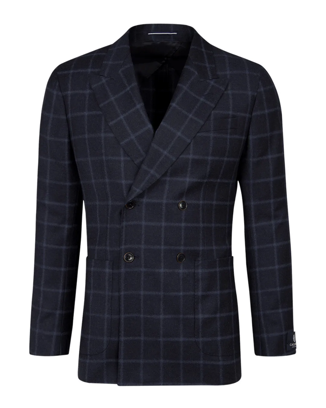 Dark Navy Windowpane Checked Double Breasted Jacket