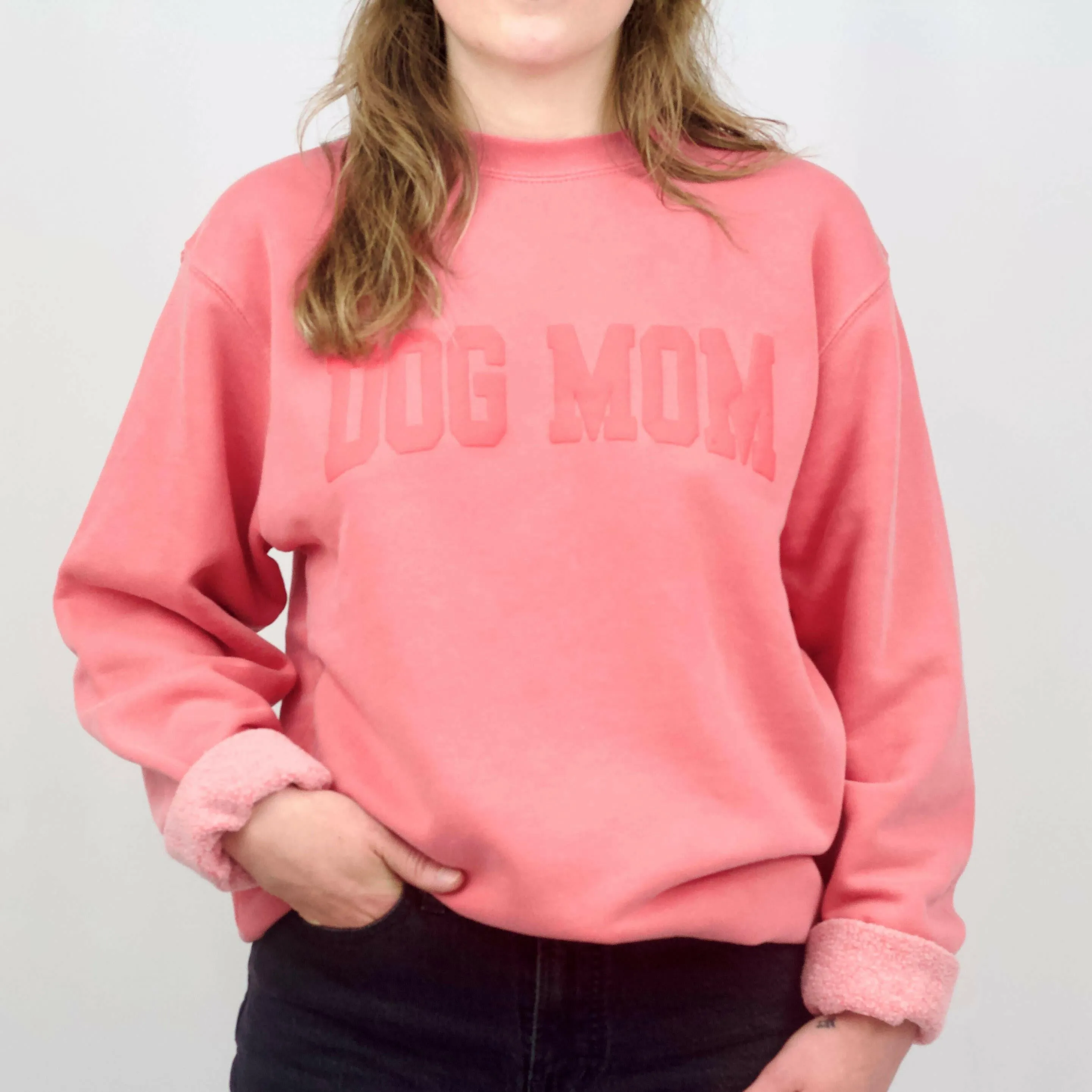 Dog Mom Puff Print Crew Sweatshirt