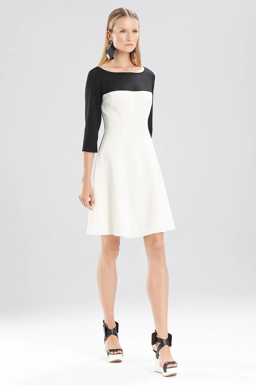 Double Knit Jersey 3-4 Sleeve Color Block Dress